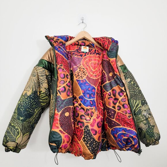 Farm Rio Reversible Metallic Cool Leopard Puffer Coat XS - Picture 3 of 8